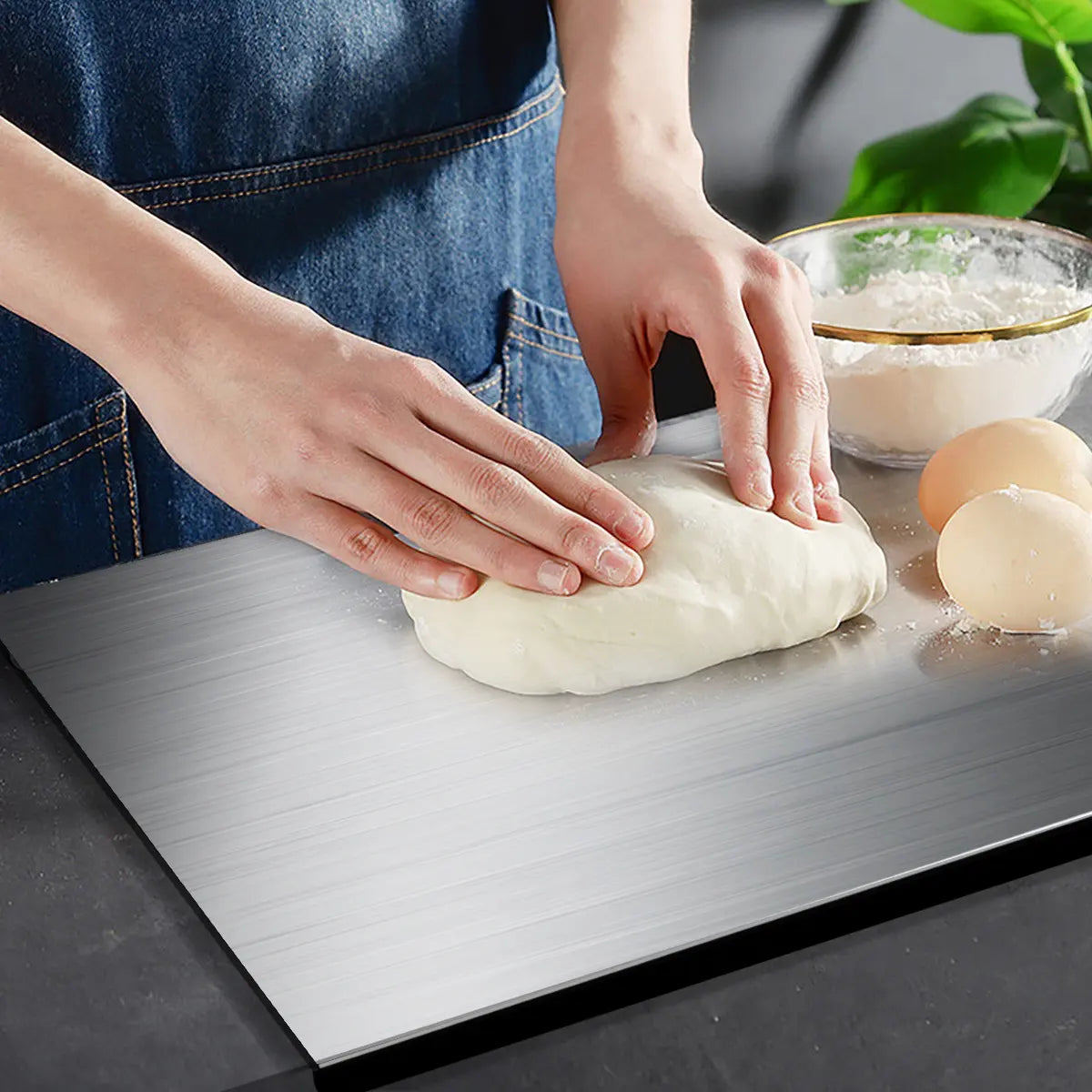 Premium Stainless Steel Cooking Cutting Board - Durable Chopping Board with Non-slip Rubber Base, Heavy Duty for Meat, Vegetables, Kitchen Gadgets, Christmas Gifts for Mothers, Family