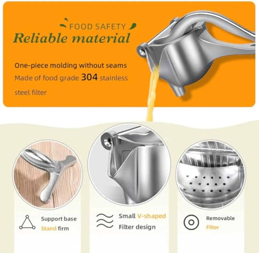 Hand Juicer Squeezer - Portable Multifunctional Manual Fruit Juicer Quiet Operation Easy Cleaning Detachable Head Press Sturdy Food Grade Juicermachine Kitchen Gadget Utensils