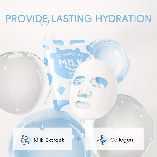 40pcs Milk Collagen Hydrating Sheet Mask for Women & Men, Moisturizing for All Skin Type, Portable for Travelling, Holiday Gift for Mother Father Best Friend Christmas Day