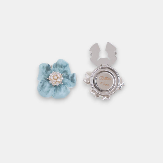 Cerulean Dream Button Cover Set – Hand-Painted Blue Enamel Floral Accessory