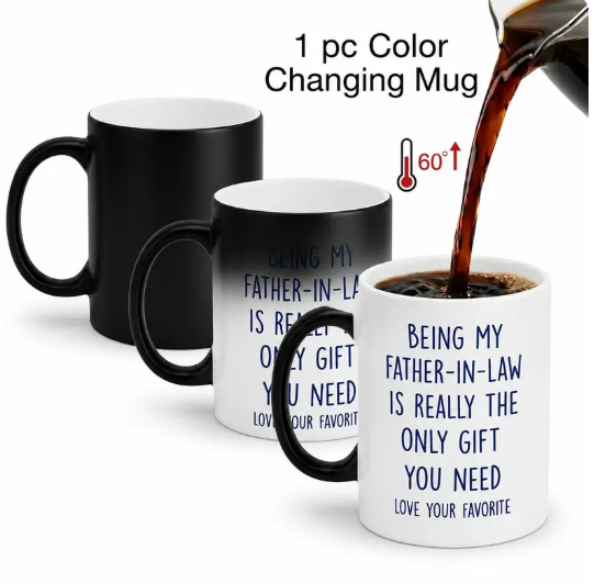 11oz Thermosensitive Ceramic Color Changing Mug, "Feliz Dia Papa" Printed Beverage Cup with Secret Heat Reveal Magic, Father's Day Dad Gifts from Son for Papá, Kitchenware Drinkware