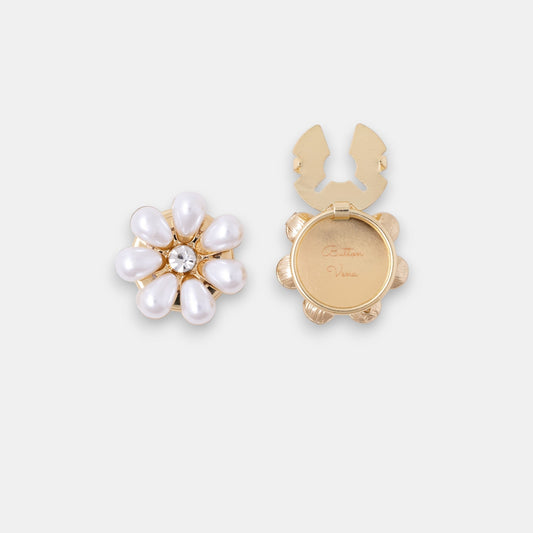 Maya Button Cover Set – Seven-Pearl Botanical Bloom for Everyday Elegance