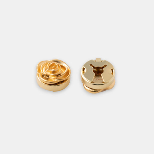 Versailles Rose Button Cover Set – 14K Gold Vintage Metalwork 3D Petal Art