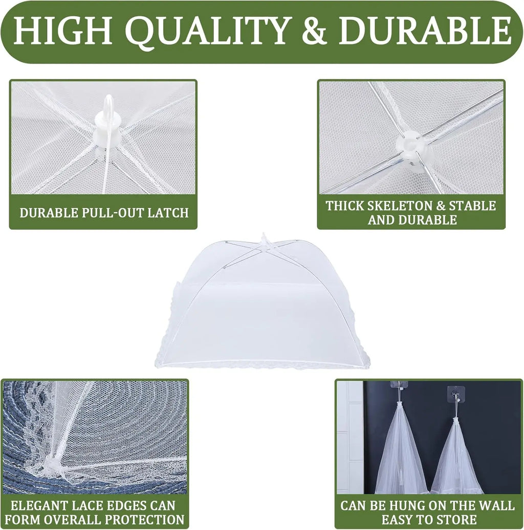 Foldable Food Cover, Mesh Food Cover, Portable Food Shelter, Picnic Supplies, Ideal for Outdoor Picnics, Bbqs & Parties, Containers, Household Items, for Salad, White, Kitchen, Utensils, Lightweight，Fruit Hygiene Barbecue