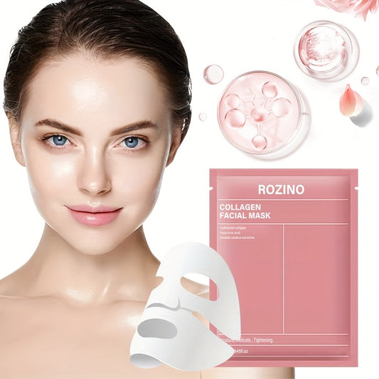 21pcs ROZINO Collagen Facial Masks with Hyaluronic Acid & Nicotinamide - Collagen-Enriched Hydrating Gel Sheets, Fragrance-Free Firming Face Care Suitable for Skin Types ( Dry, Oily) - &