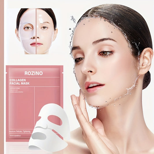 21pcs ROZINO Collagen Facial Masks with Hyaluronic Acid & Nicotinamide - Collagen-Enriched Hydrating Gel Sheets, Fragrance-Free Firming Face Care Suitable for Skin Types ( Dry, Oily) - &